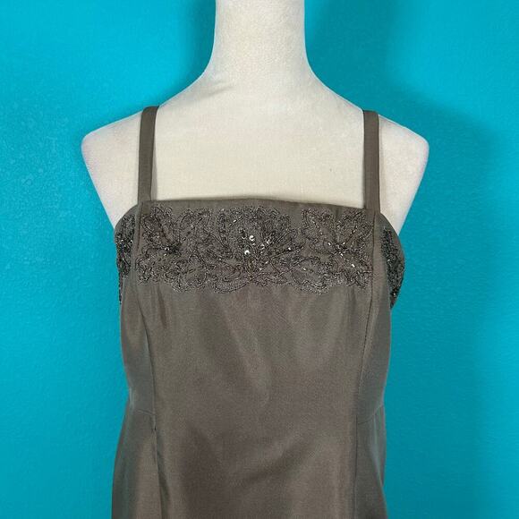 Alex Evenings Brown Beaded Midi & Jacket 2 Piece Dress Wedding Size  10P - Picture 5 of 8